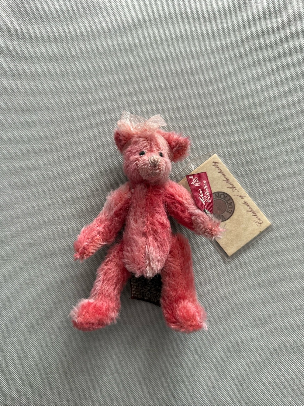 Russ Pink Mohair Mini Bear Plush for Small Pets